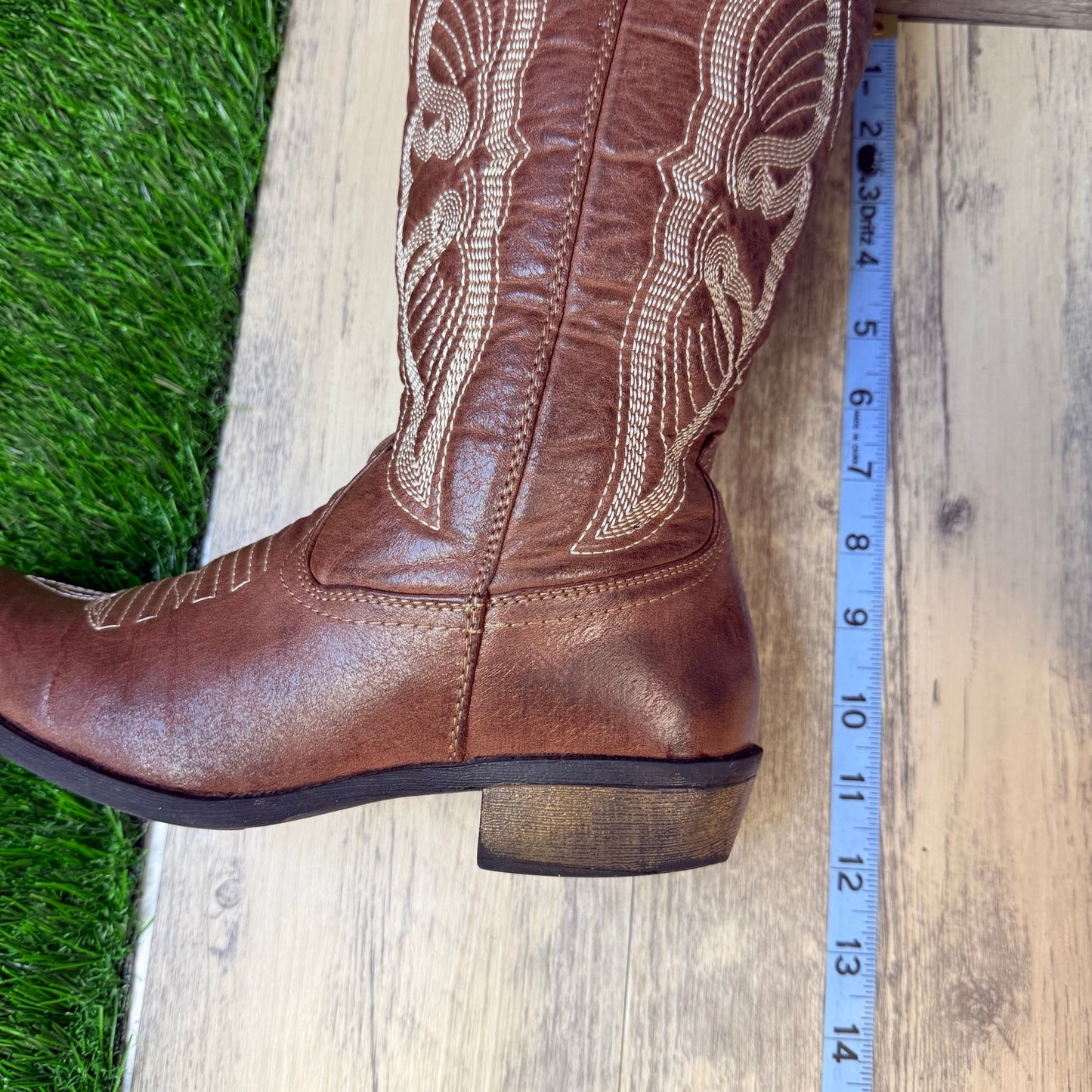 Flex West Women - Size 6.5M - Brown Soft Faux Leather Cowboy Boots Reba