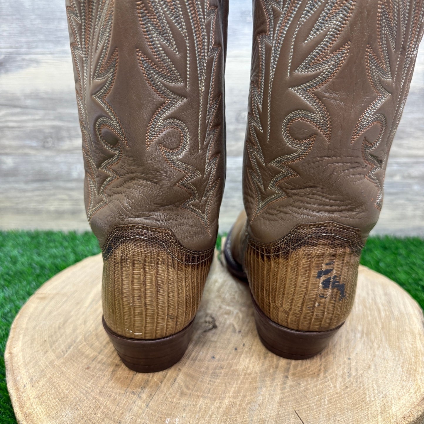 Justin Women - Size 7.5B - Vintage Tan Lizard Western Cowboy Boots Style L4701