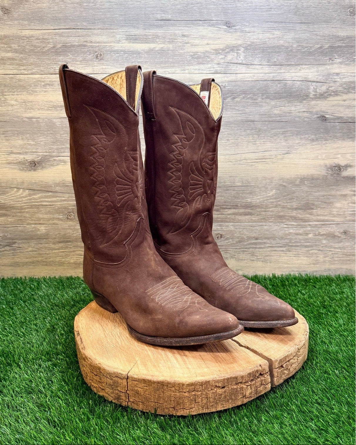 Rudel Men - Size 12.5EE - Dark Brown Suede Pointed Cowboy Boots