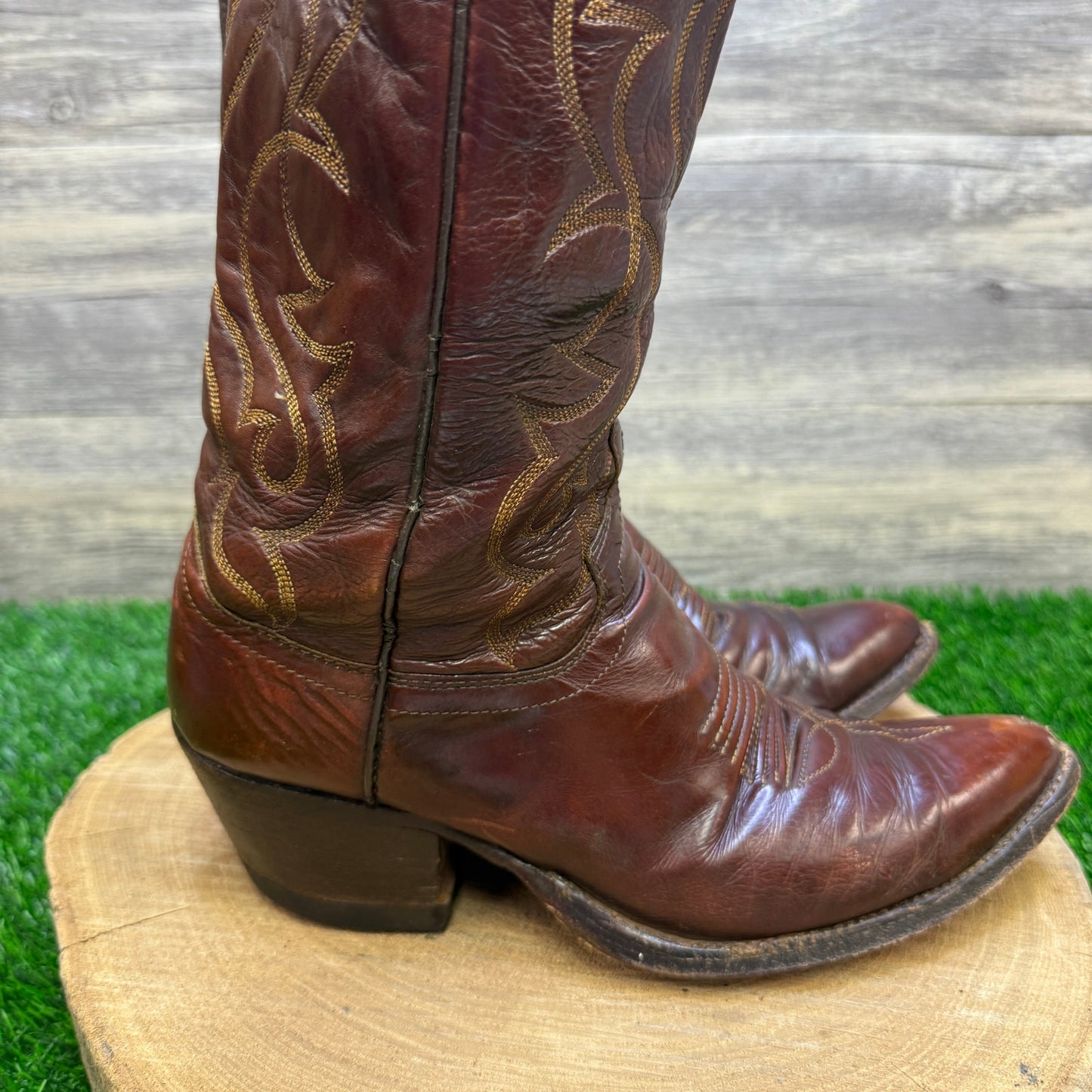 Dan Post Men - Size 8D - Vintage Copper Soft Leather Cowboy Boots Style 6851