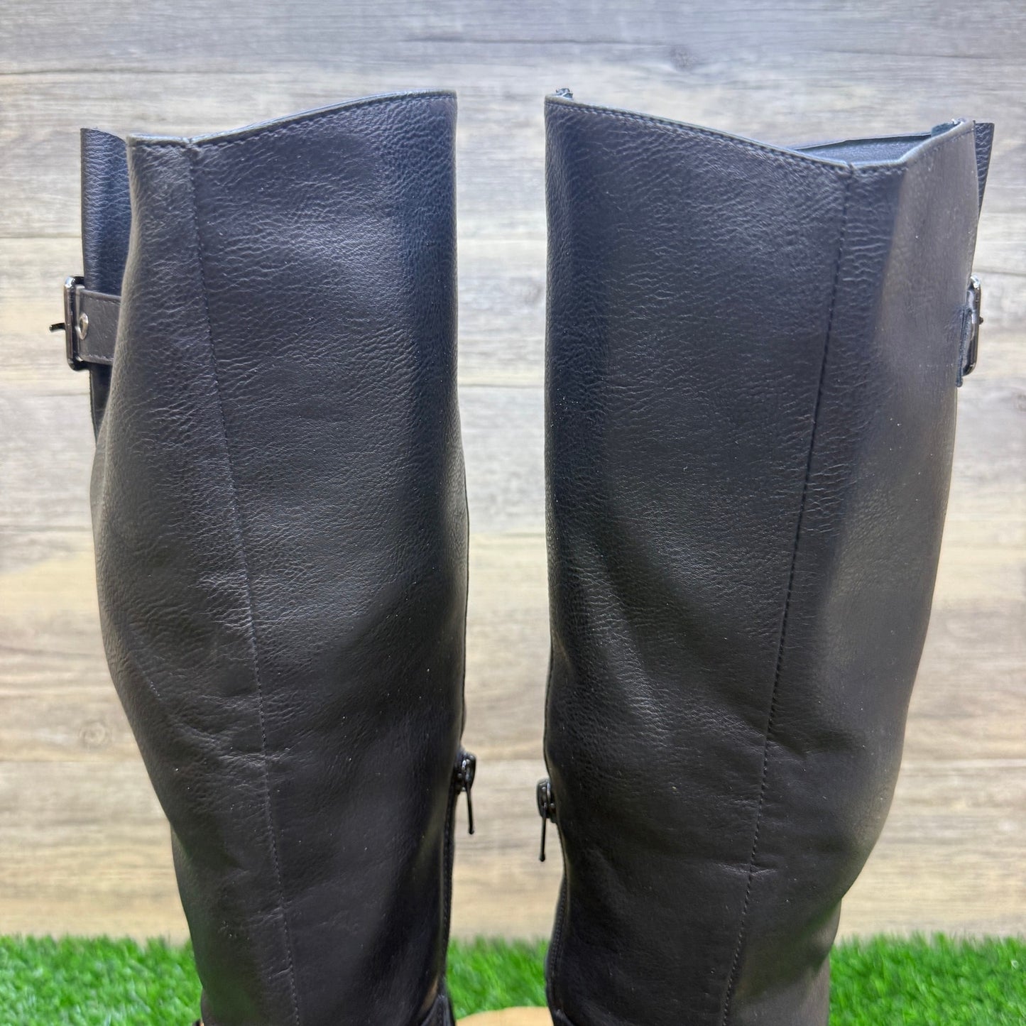 True Craft Women - Size 7M - Black Tall Faux Suede Boots Style Biddi