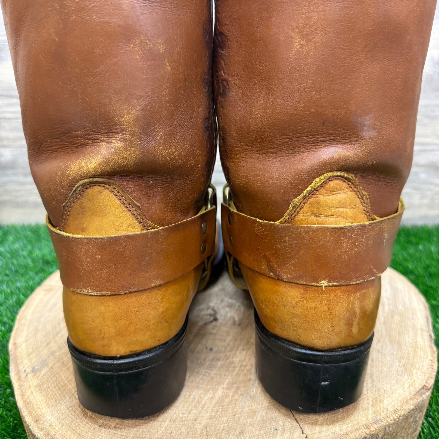 Acme Men - Size 10D - Vintage Tan Harness Square Toe Western Cowboy Boots 18068