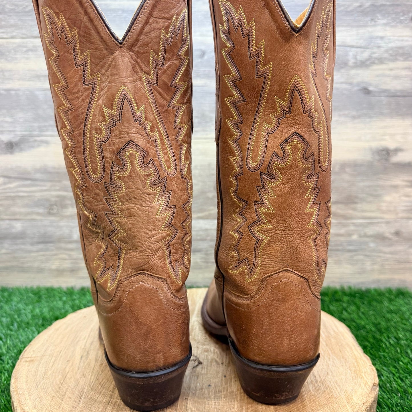 Old West Women - Size 7 - Tan Flame Snip Toe Western Cowboy Boots LF1529