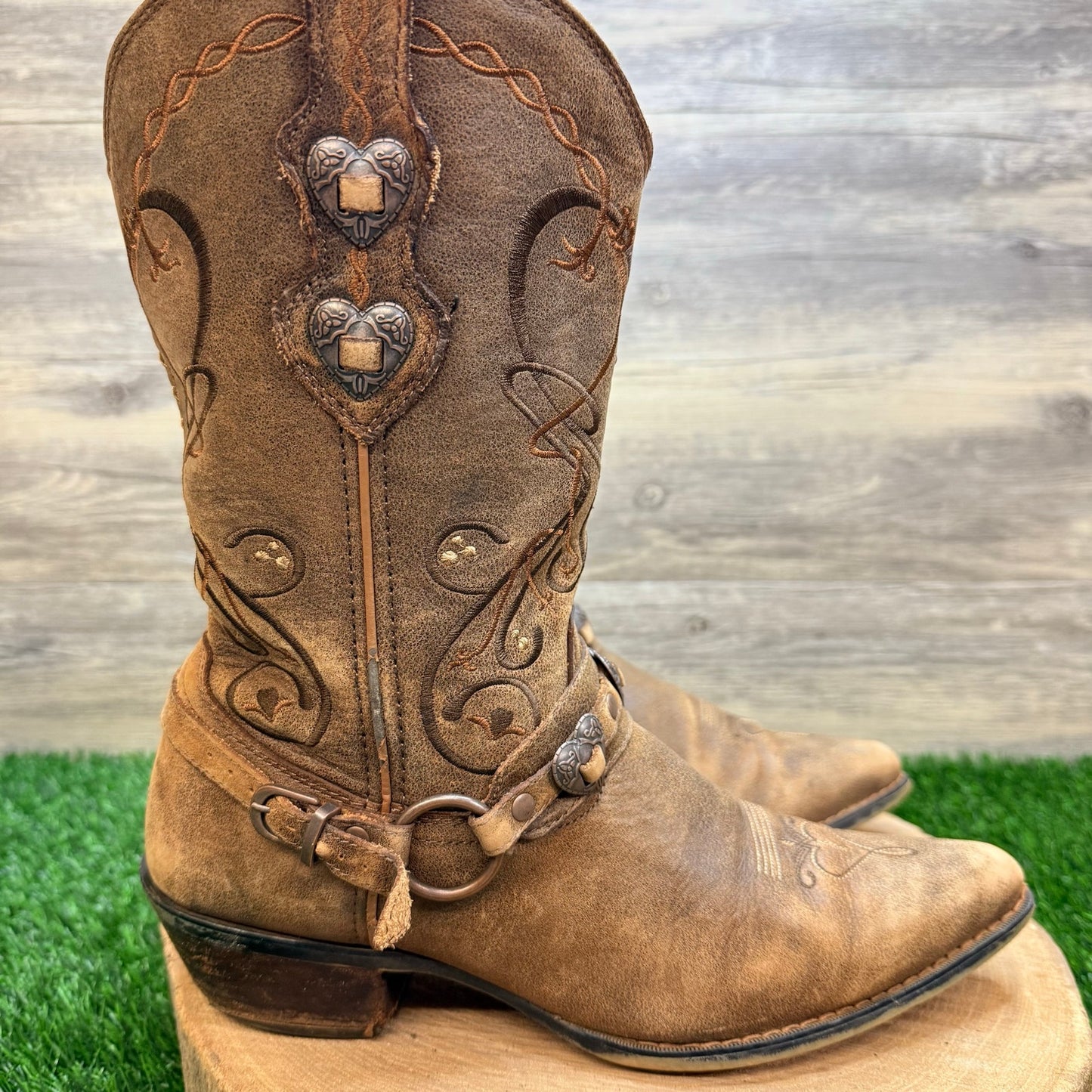 Durango Women - Size 10M - Brown Concho Snip Toe Crush Cowboy Boots RD4155