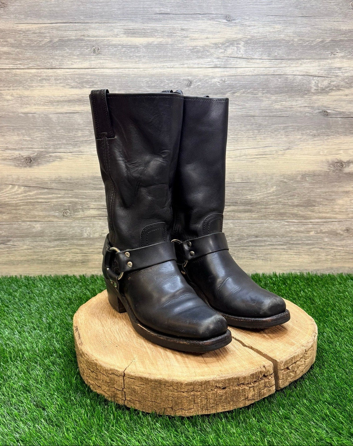 Frye Women - Size 6.5M - Black Moto Square Toe Cowboy Boots 77300