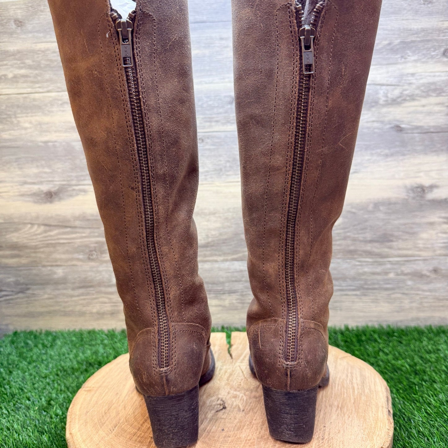 Born Women - Size 5 - Brown Tall Zipper Boots D17906