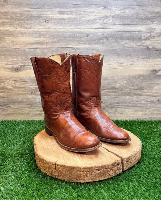 Justin Women - Size 8B - Vintage Marbled Brown Roper Western Cowboy Boots L3163