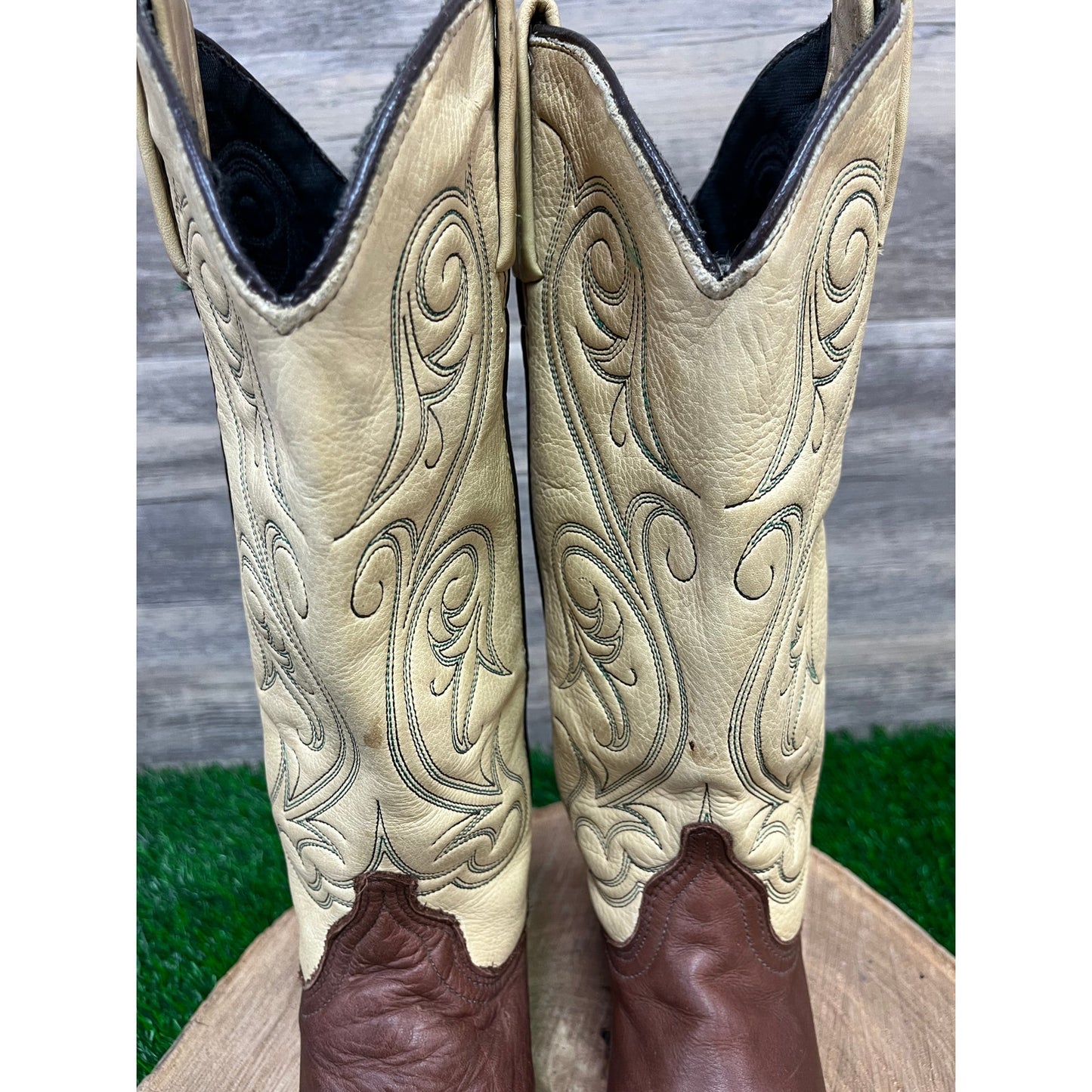 Unknown Women - Size 5.5M - Vintage Brown/Cream Cowboy Boots Style 0764