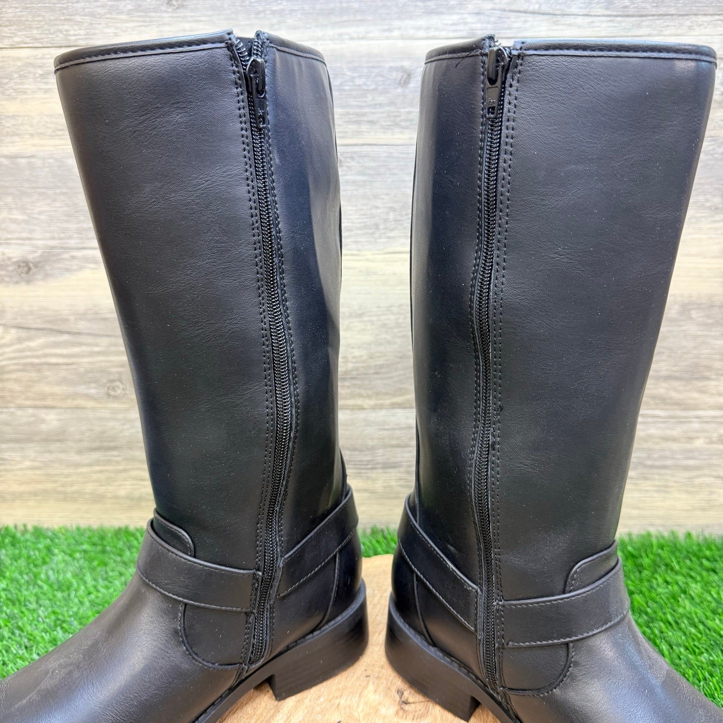 NEW Madden NYC Youth - Size 5 - Black Faux Leather Tall Fashion Moto Boots