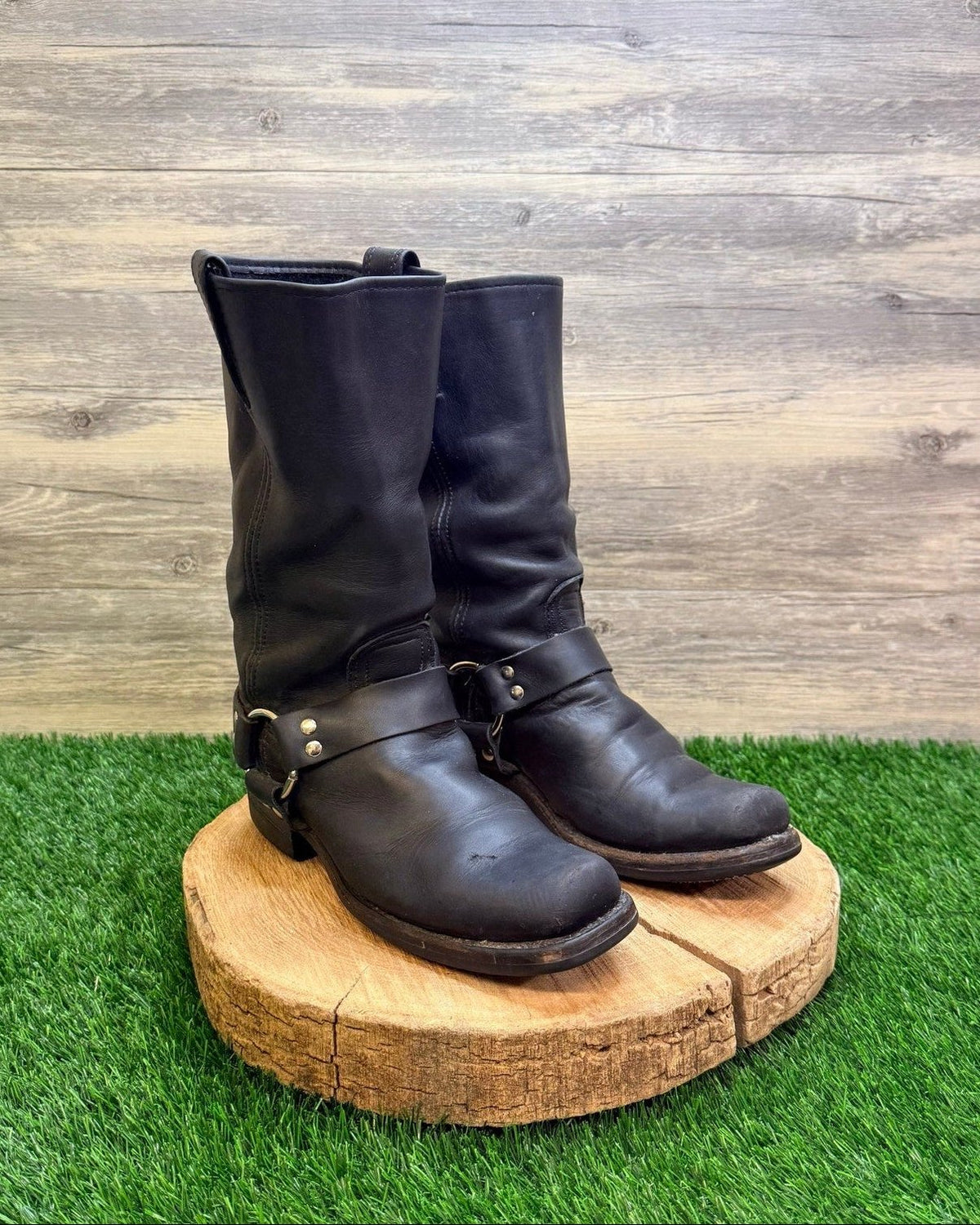Frye Women - Size 7.5M - Black Harness Moto Boots 77295