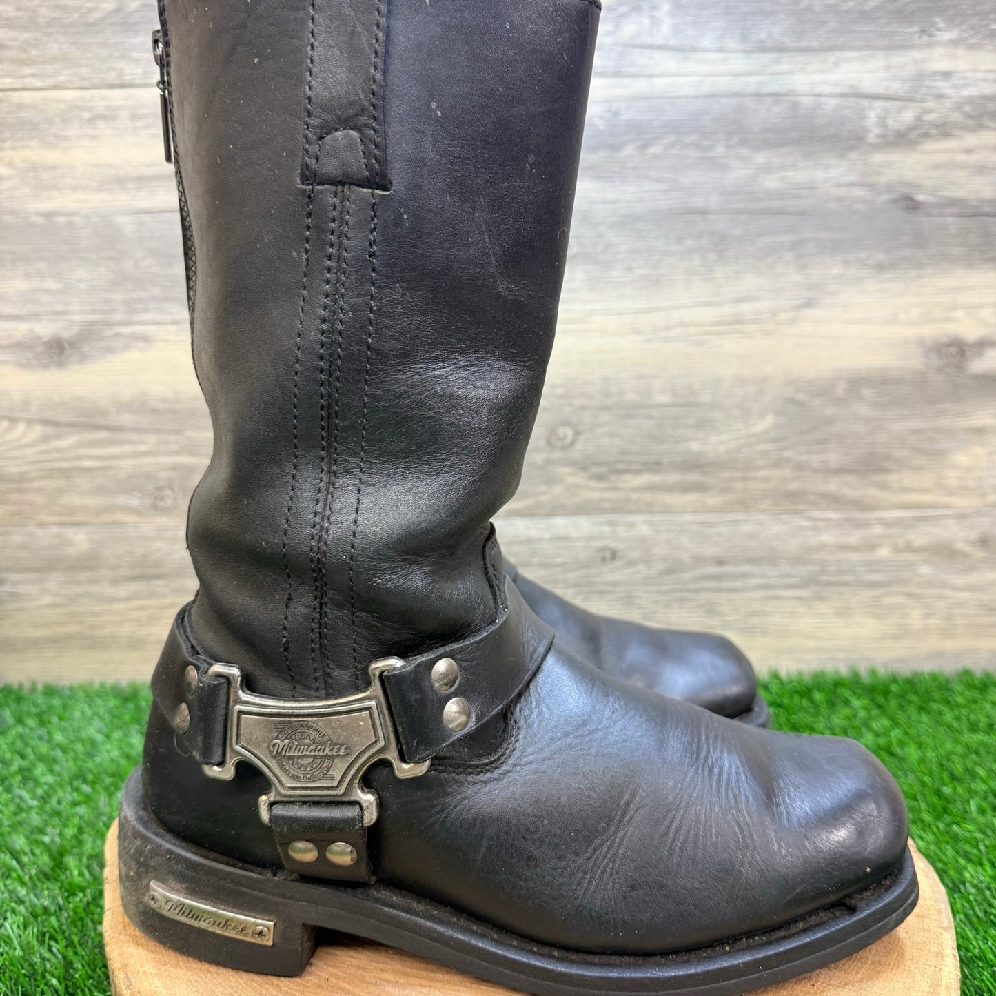 Milwaukee Men - Size 8D - Black Harness Moto Riding Boots MB410