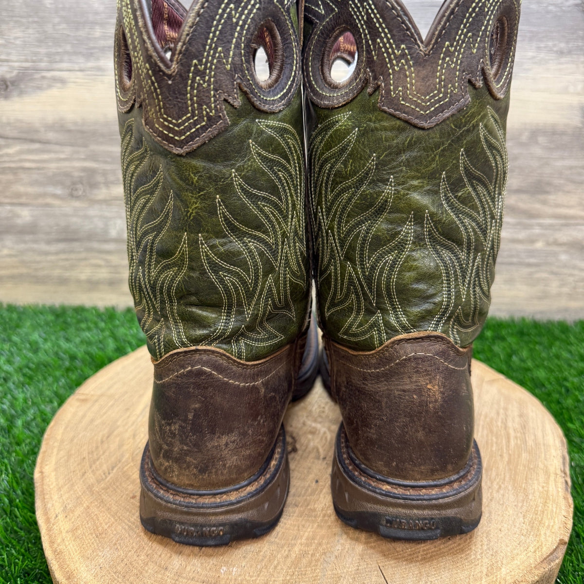 Durango Youth - Size 5M - Brown/Green Square Toe Cowboy Boots Style DBT0215Y