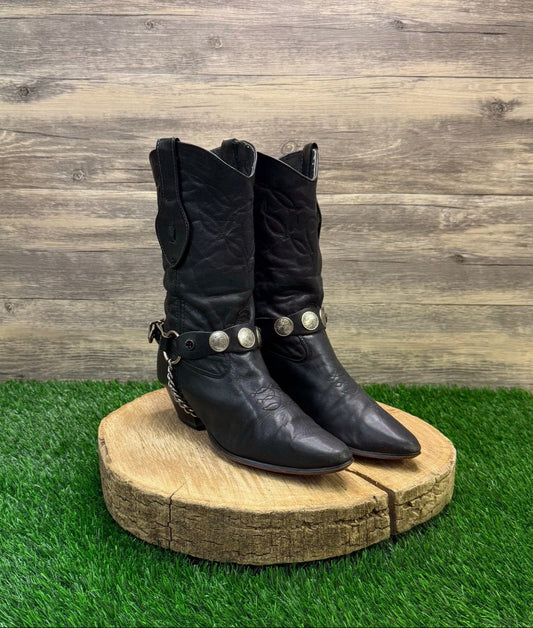 Laredo Women - Size 7M - Vintage Black Harness Cowboy Boots Style 47245