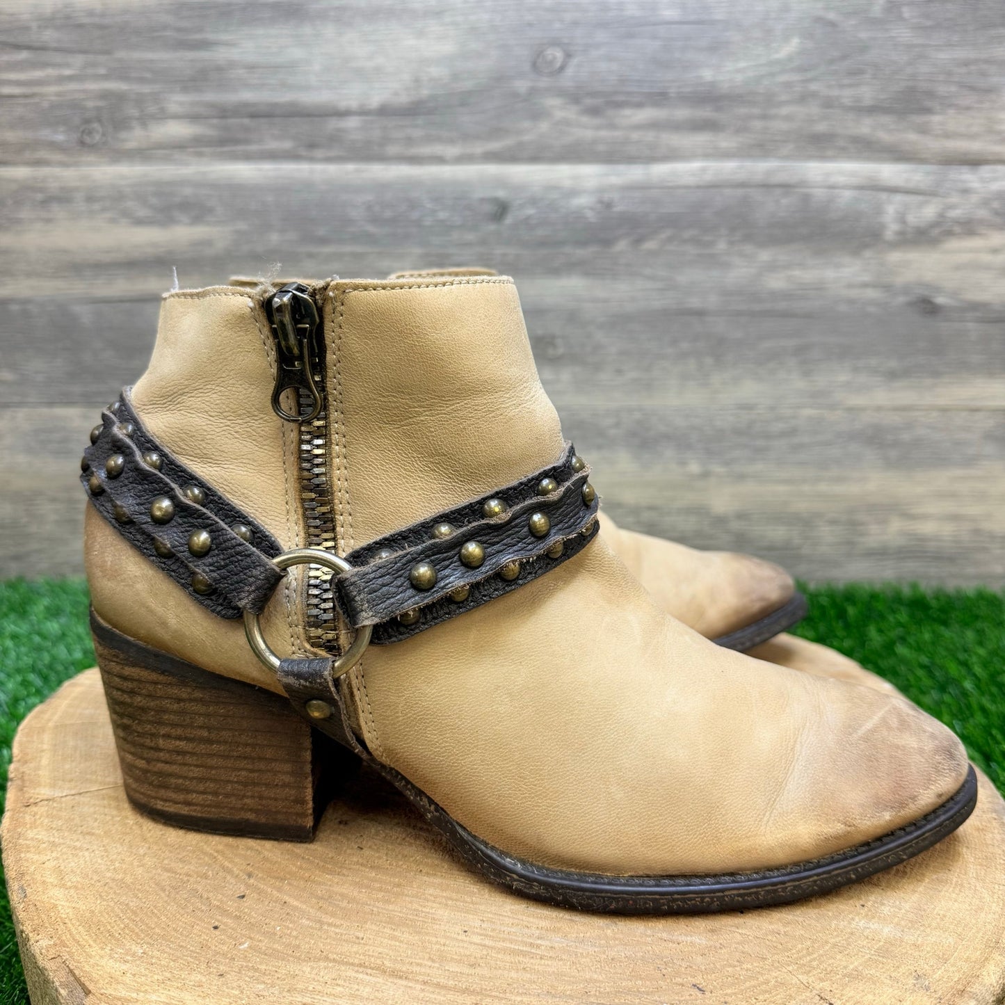 OTBT Women - Size 9.5 - Tan Studded Ankle Boots Emery