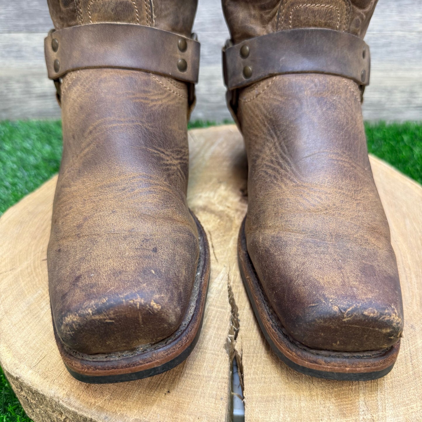 Frye Women - Size 10M - Brown Harness Square Toe Moto Boots Style 77300-3