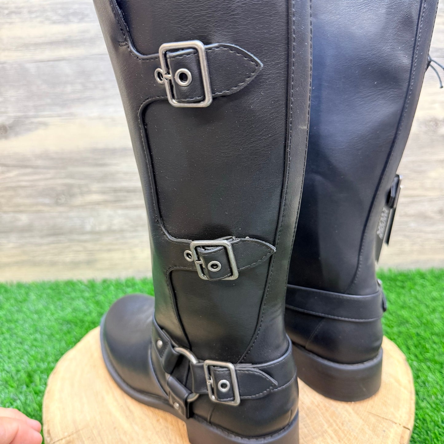 NEW Madden NYC Youth - Size 5 - Black Faux Leather Tall Fashion Moto Boots