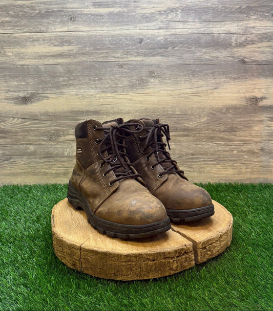 Skechers Women - Size 8.5 - Brown Relaxed Fit Steel Toe Work Boots Style 76561