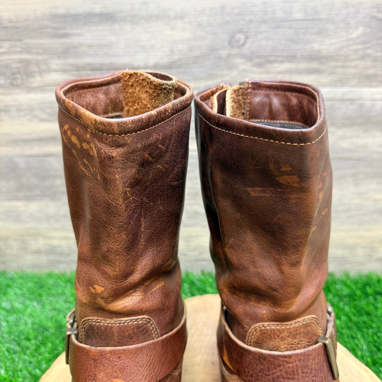 Fabianelli Women - Size 7 / 37 - Brown Harness Zipper Boots C160