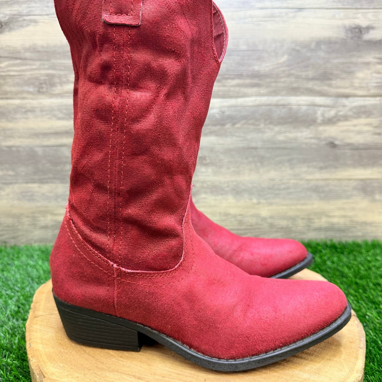 Rampage Women - Size 8M - Red Faux Soft Cowboy Boots Walden