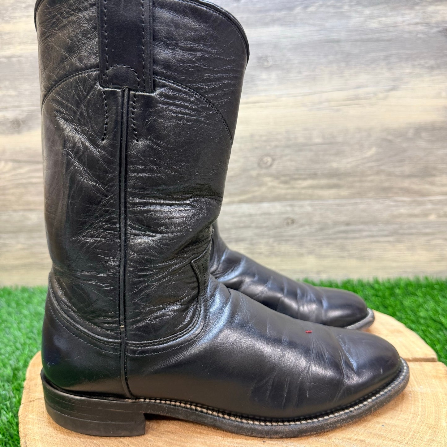 Justin Women - Size 5.5B - Vintage Black Roper Western Cowboy Boots L3703