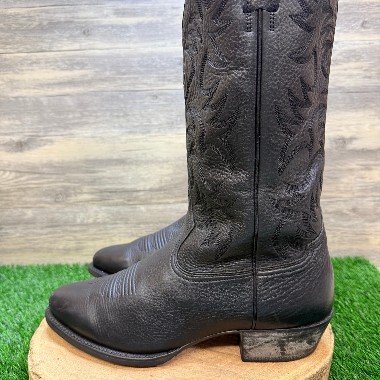 Ariat Men - Size 11.5EE - Black Heritage Deerskin Cowboy Boots 10002218