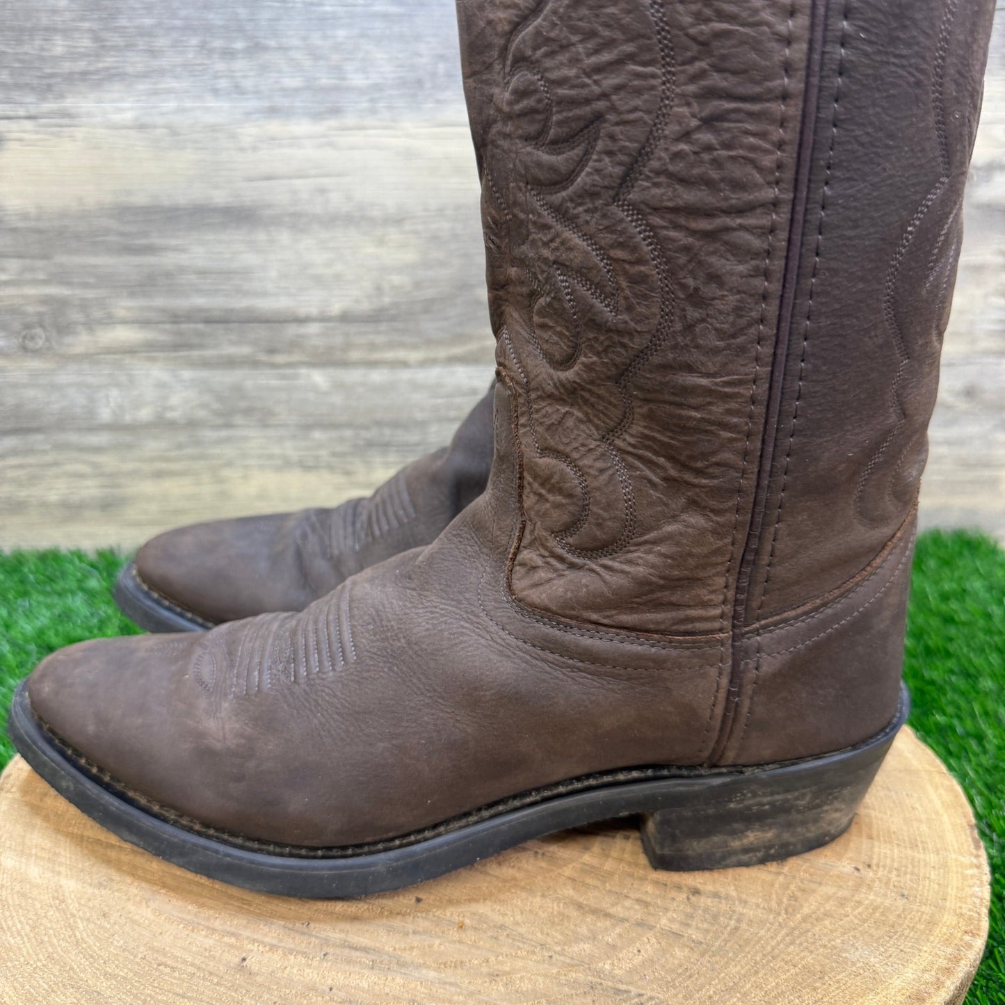 Old West Men - Size 9D - Brown Trucker Western Cowboy Boots Style TBM3051