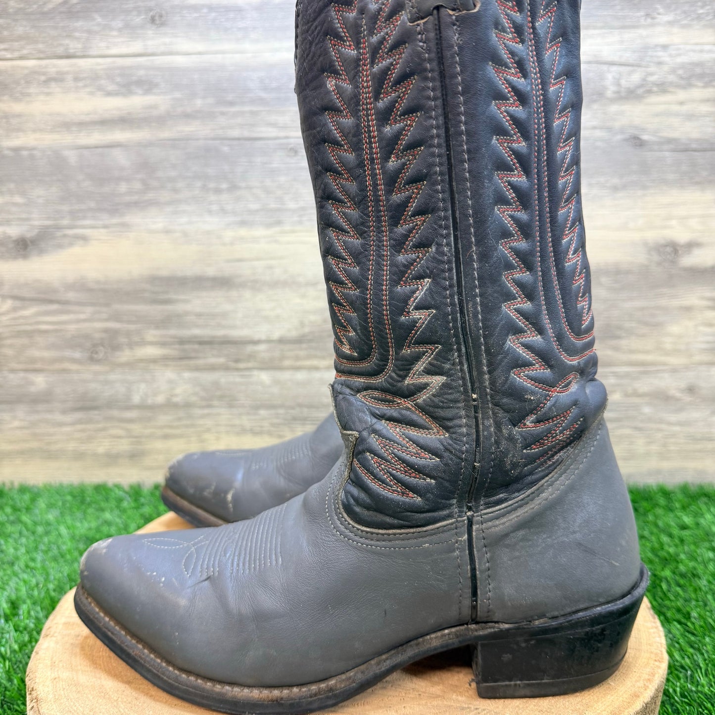 Iron Age Men - Size 8D - Vintage Black / Gray Steel Toe Cowboy Boots 5077