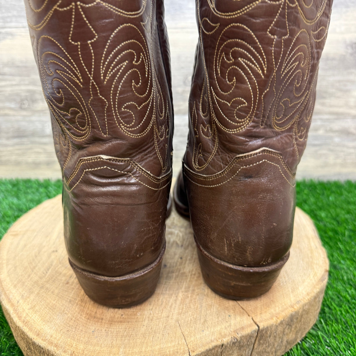 Justin Men - Size 11D - Vintage Brown Embroidered Western Cowboy Boots 2500