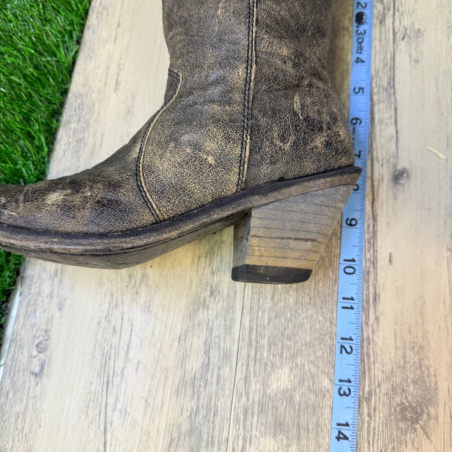 Old West Women - Size 5.5 - Distressed Black Zipper Boots 18152