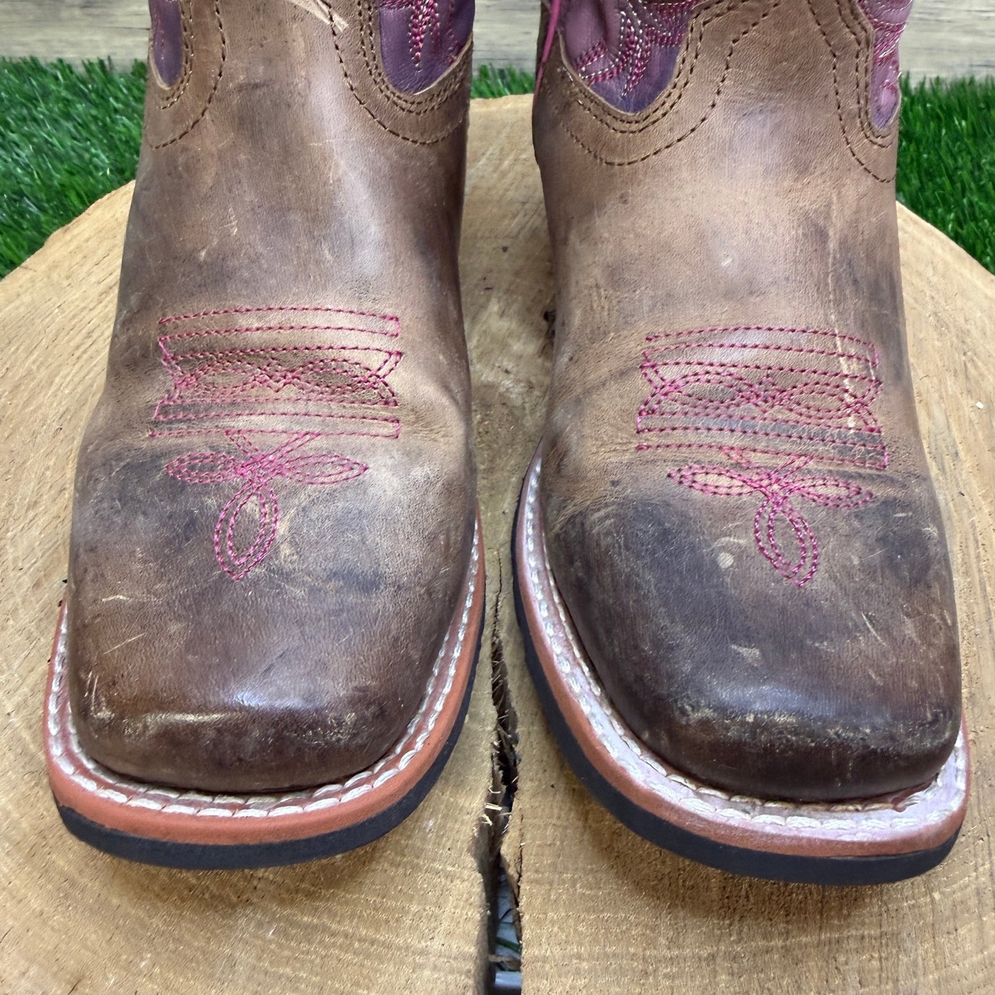Dan Post Youth - Size 3D - Brown/Purple Square Toe Cowboy Boots DPC2947