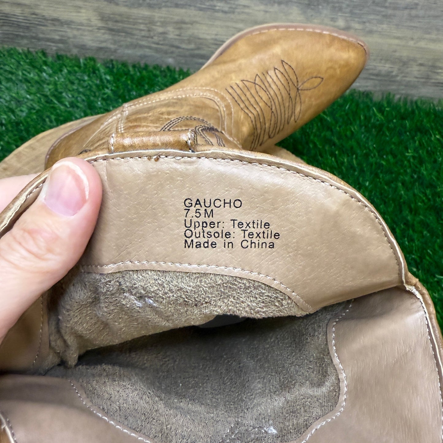 Coconuts Women - Size 7.5M - Tan Faux Leather Cowboy Boots Style Gaucho