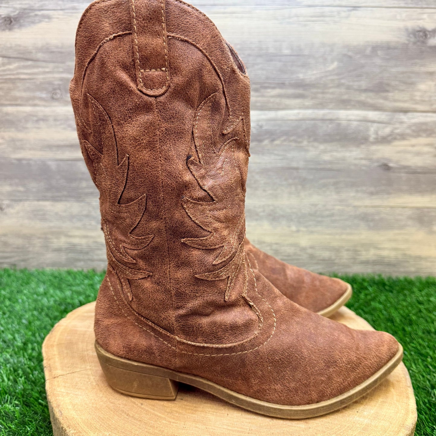 Rampage Women - Size 7M - Brown Faux Cowboy Boots Vikki 328319