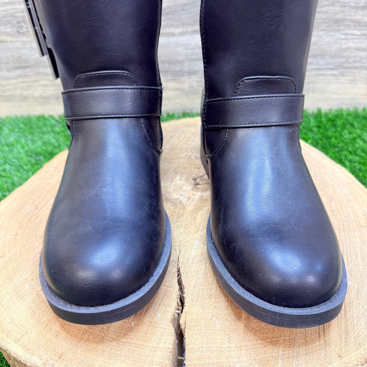 NEW Madden NYC Youth - Size 5 - Black Faux Leather Tall Fashion Moto Boots