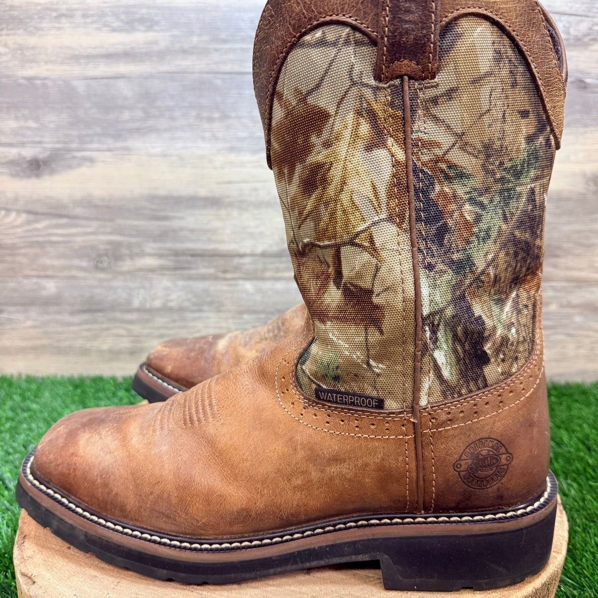 Justin Men - Size 9D - Brown Camo Trekker Square Toe Cowboy Work Boots WK4676
