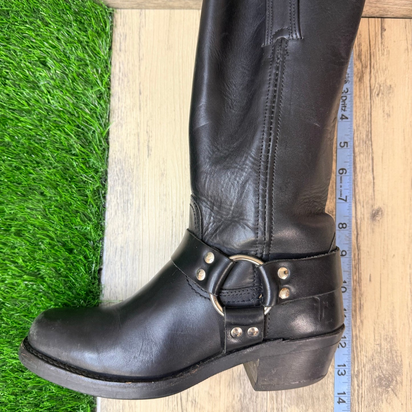Frye Women - Size 6.5M - Black Moto Square Toe Cowboy Boots 77300