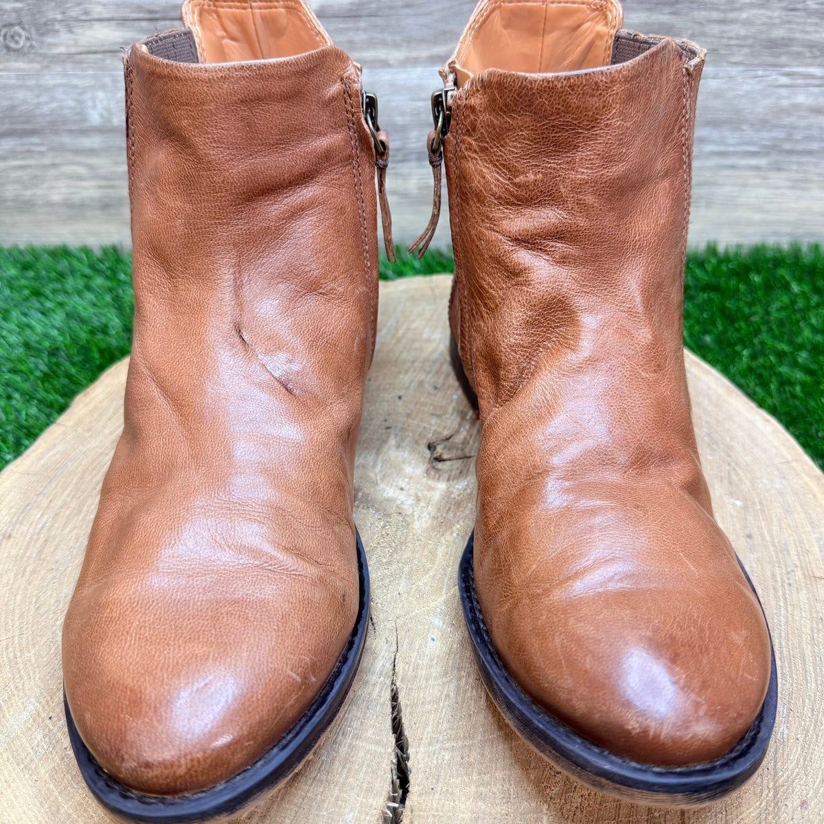 Franco Sarto Women - Size 8M - Tan Ankle Zipper Boots Linc