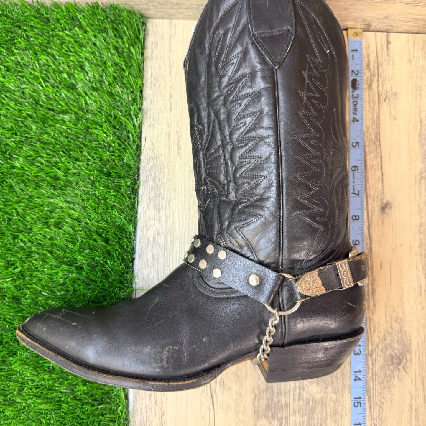 La Riga Men - Size 8 - Black Eagle Harness Cowboy Boots 105