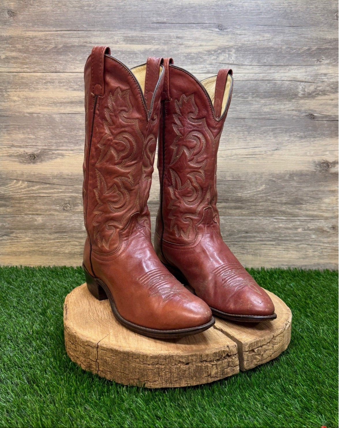 J. Chisholm Men - Size 9.5D - Vintage Copper Western Cowboy Boots Style 96057
