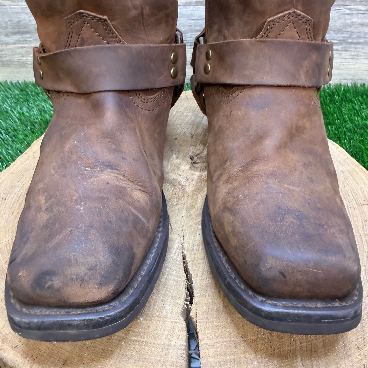 Dingo Men - Size 9EW Brown Gaucho Harness Square Toe Moto Boots DI19074