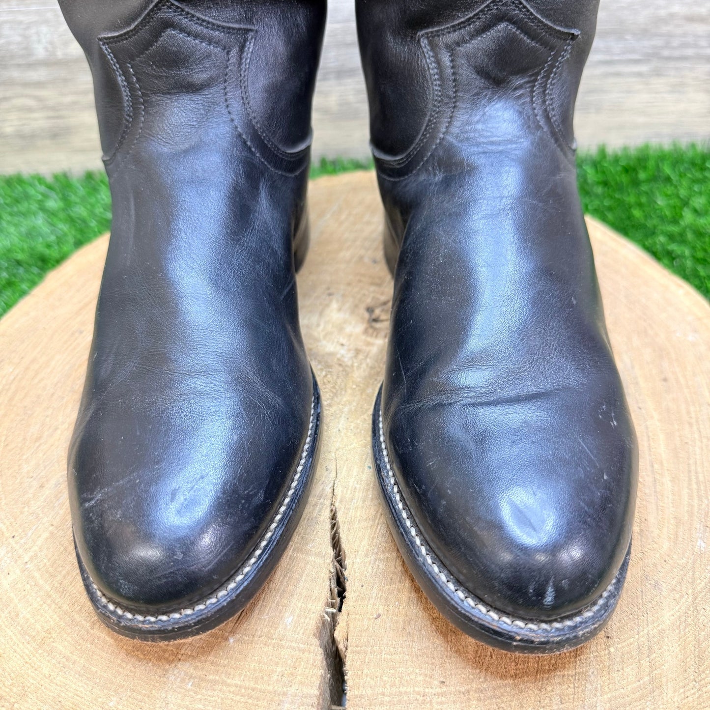 Justin Women - Size 7C - Vintage Black Roper Western Cowboy Boots Style L3703