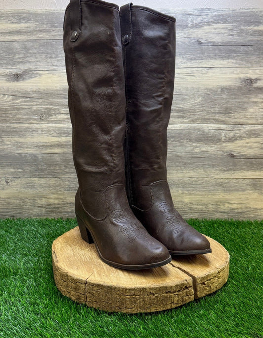 Mossimo Supply Co. Women - Size 10 - Dark Brown Tall Faux Leather Boots 17730