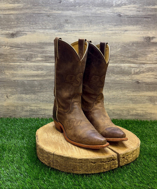 Nocona Women - Size 7B - Brown Oklahoma State University Snip Toe Cowboy Boots