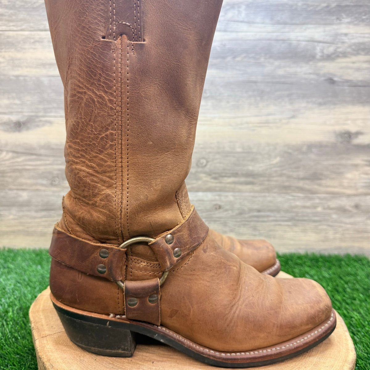 Frye Women - Size 8.5M - Brown Leather Harness Moto Boots 77300