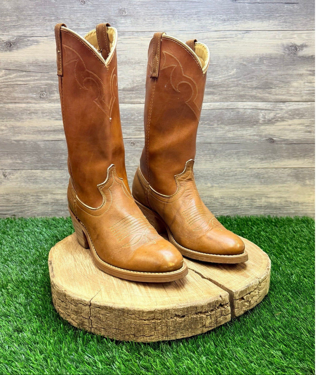 Acme Men - Size 7.5D - Tan Dingo Cowboy Boots 5907