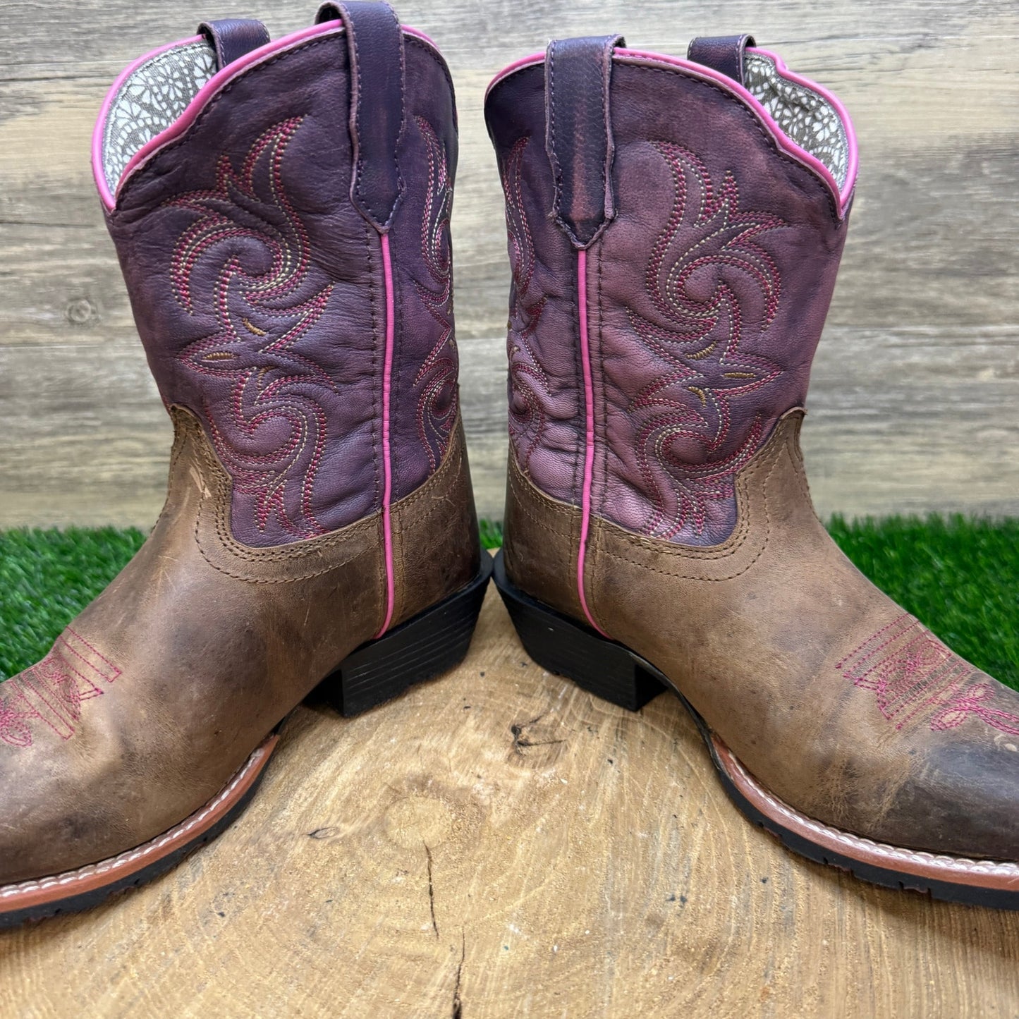 Dan Post Youth - Size 3D - Brown/Purple Square Toe Cowboy Boots DPC2947