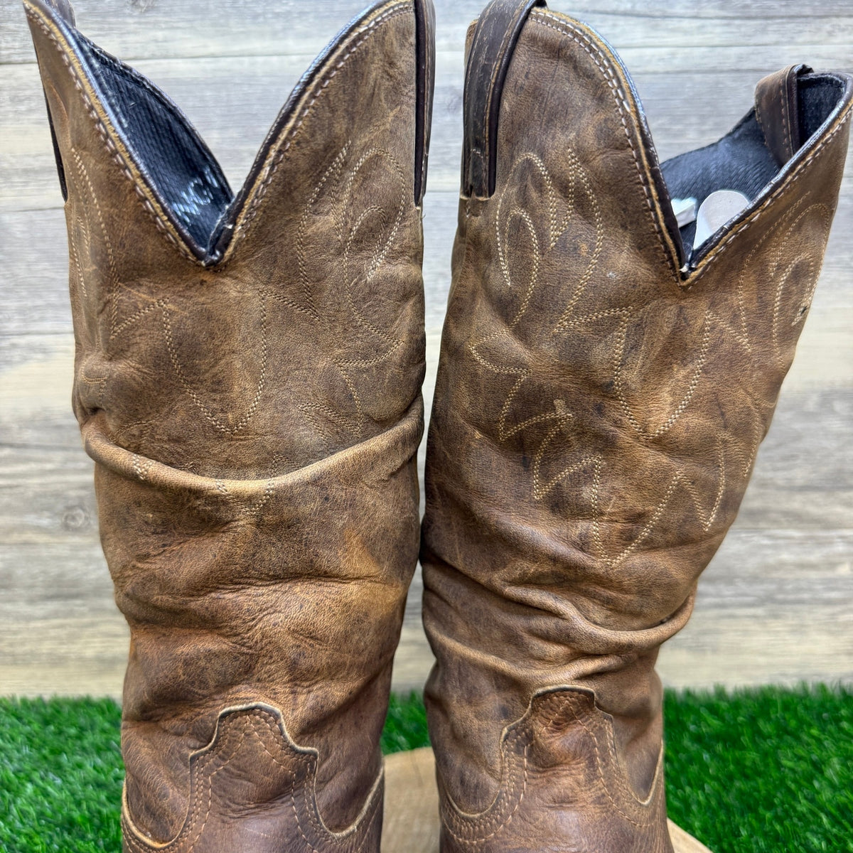 Durango Men - Size 10.5EE - Brown Slouch Toe Plate Western Cowboy Boots 1297