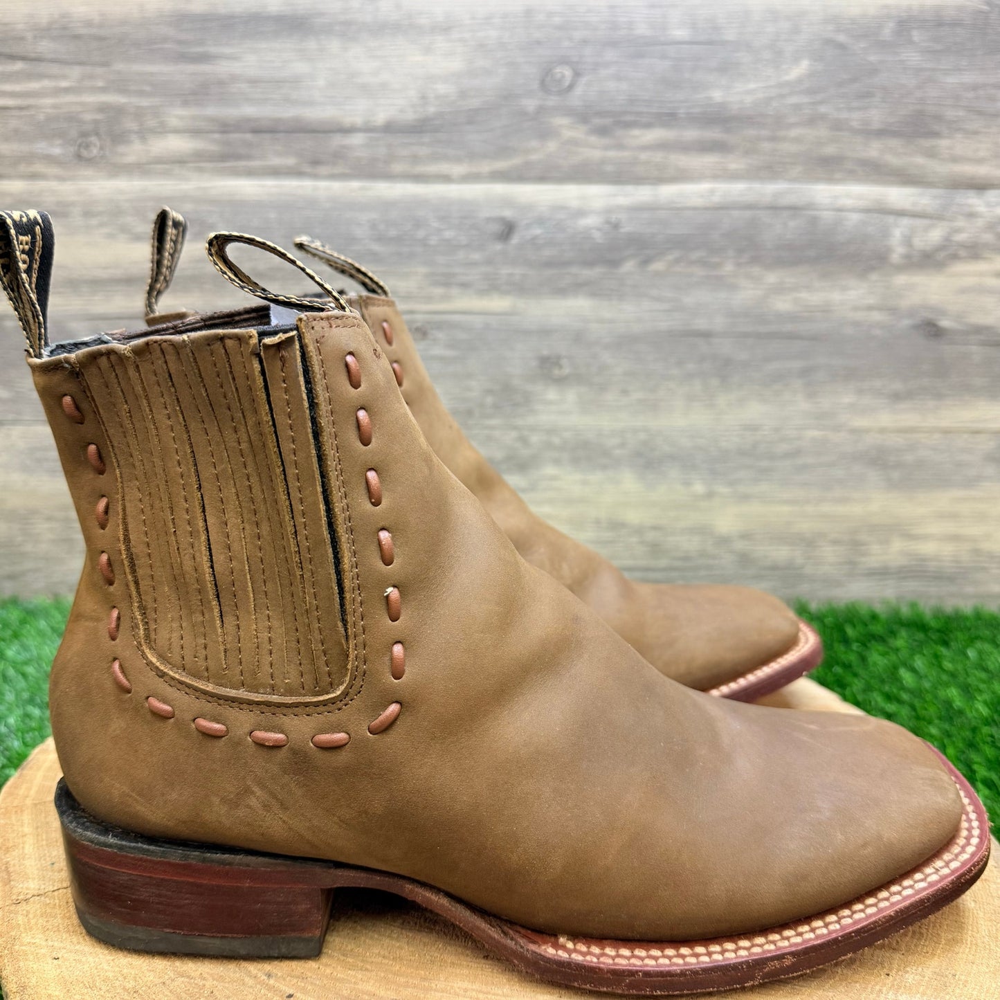 Los Altos Women - Size 8 - Tan Soft Leather Square Toe Ankle Boots 7285