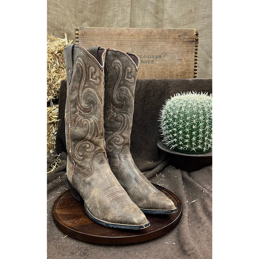 Durango Women - Size 8M - Distressed Brown Snip Toe Cowboy Boots Style RD3593