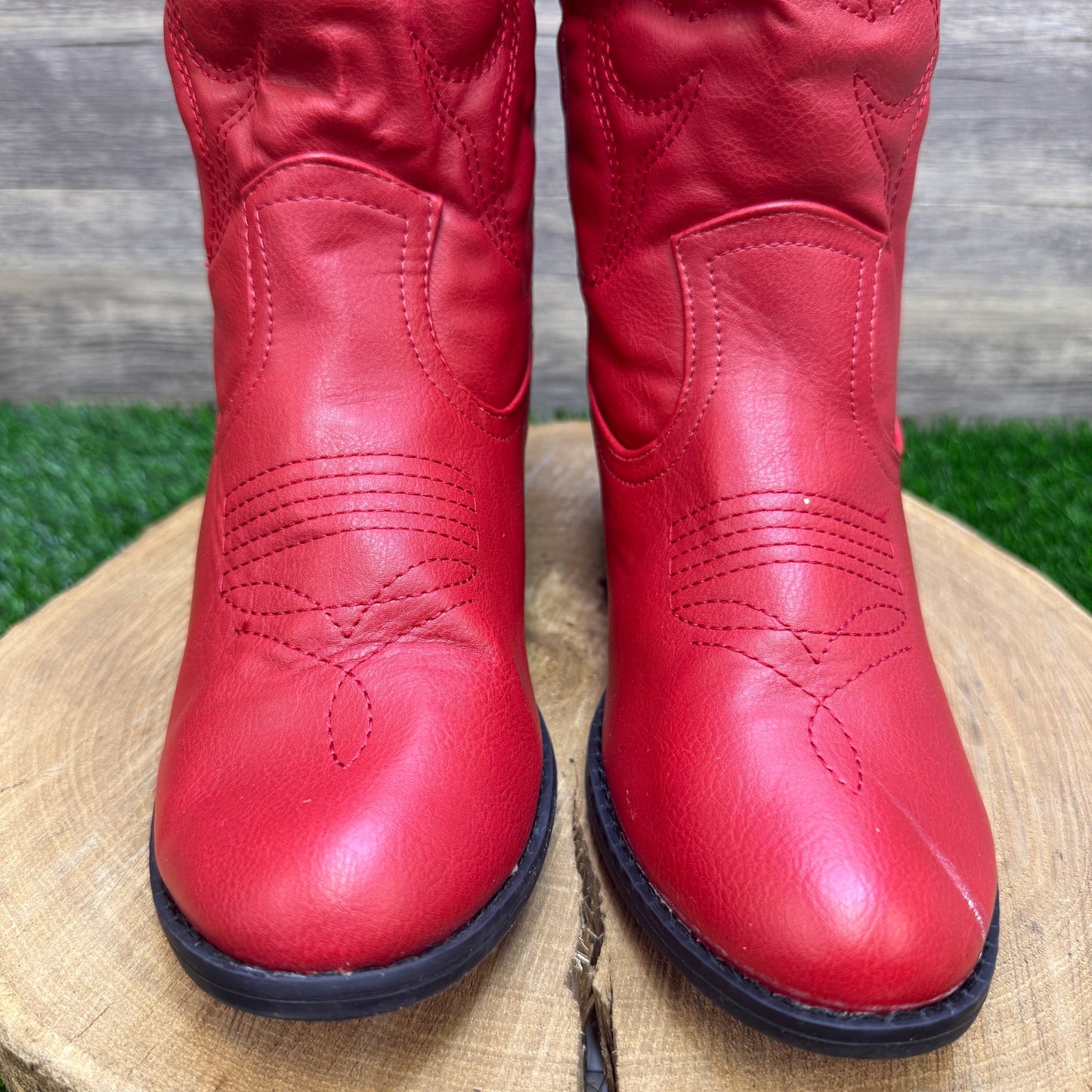 Charles Albert Women - Size 8 - Red Faux Leather Cowboy Boots