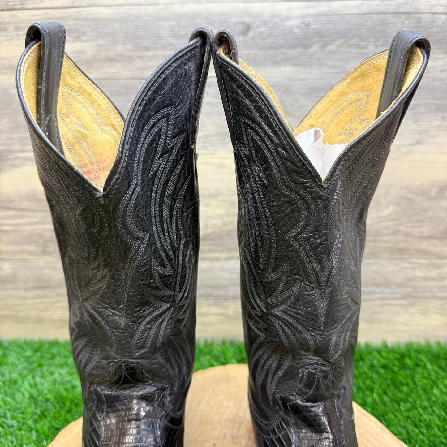 Justin Women - Size 5.5B - Vintage Black Lizard Western Cowboy Boots L4705